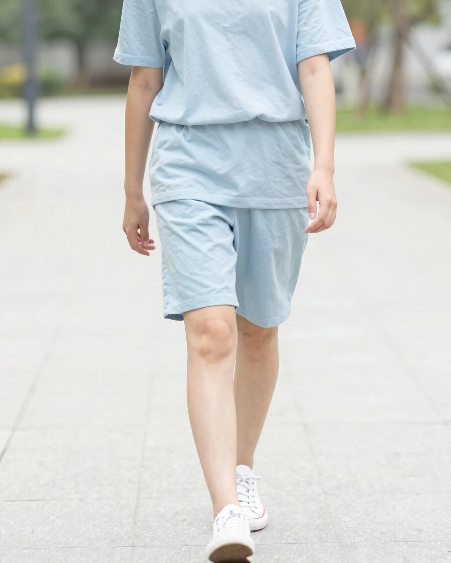 Bright editorial lifestyle photograph of a person taking a short